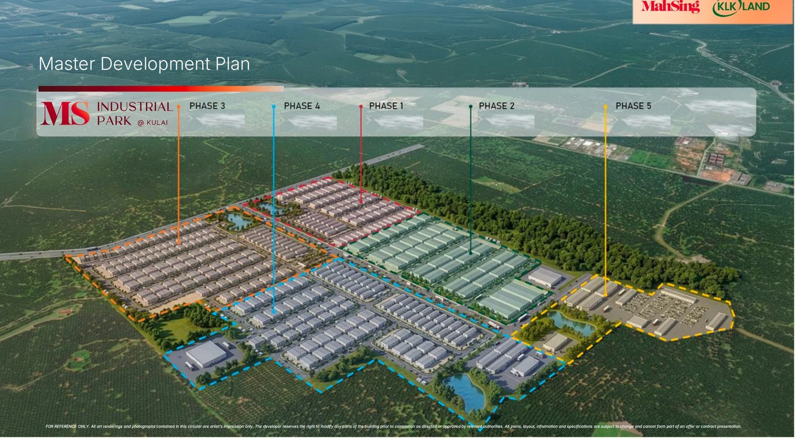 Master Development Plan for MS Industrial Park @ Kulai showing multiple phases